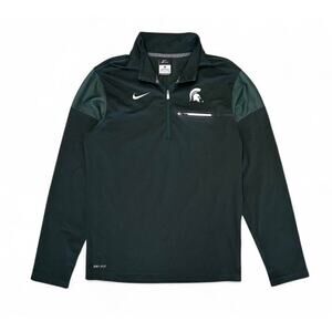 Nike Dri-Fit Michigan State Spartans Pullover Quarter-zip Jacket Green Size S